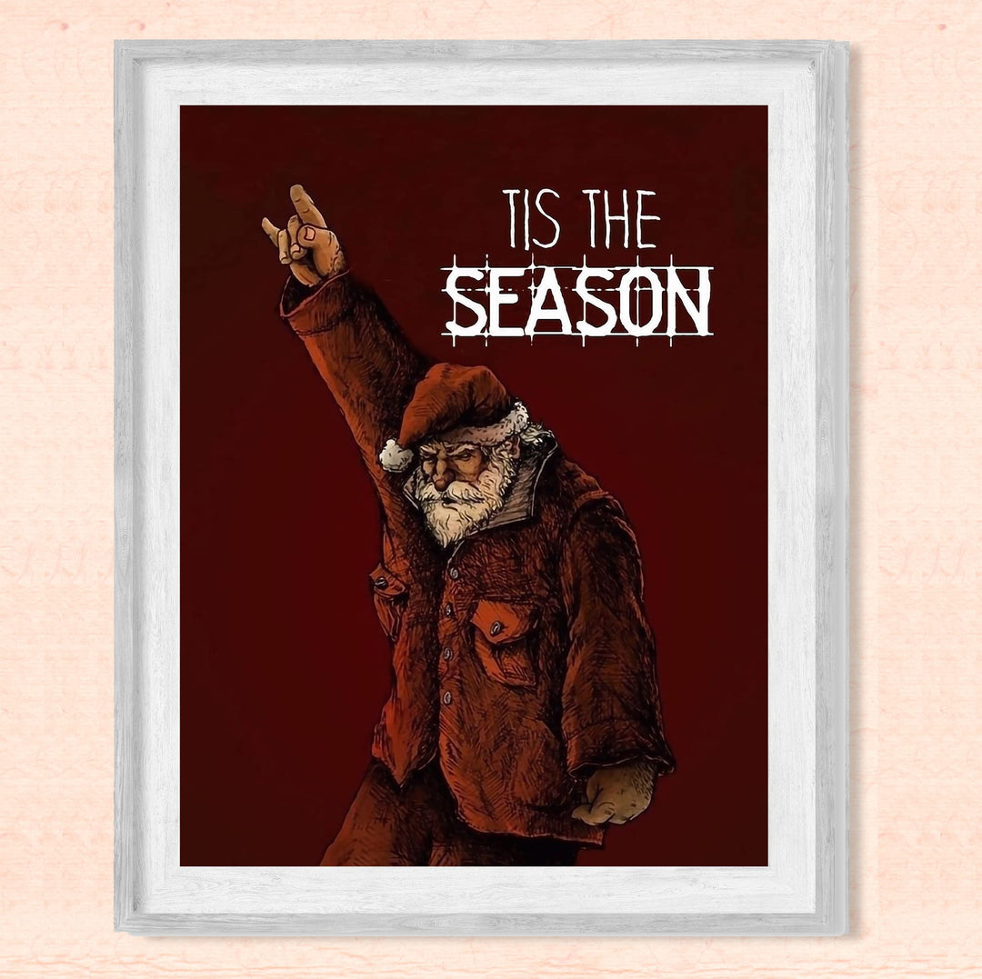 Tis The Season Christmas Santa Wall Decor -8 x 10" Fun Holiday Rock Music Lovers Wall Print -Ready to Frame. Perfect Home-Welcome-Farmhouse-Bar-Cave Decor. Festive Decoration and Great Gift!
