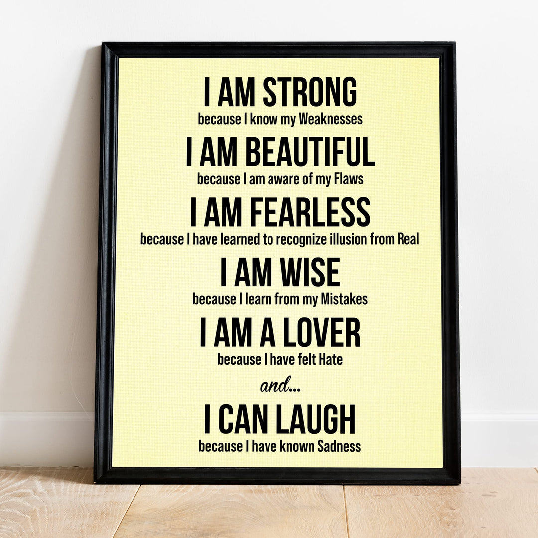 I Am Strong Because I Know My Weaknesses Motivational Quotes Wall Sign -11 x 14" Modern Inspirational Art Print -Ready to Frame. Great for Home-Office-Classroom Decor. Perfect Life Lessons for All!