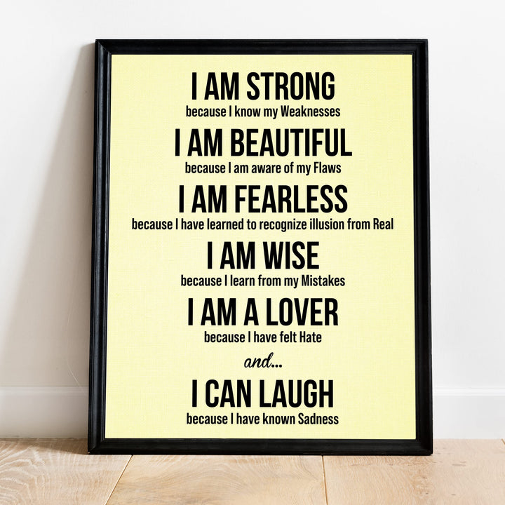 I Am Strong Because I Know My Weaknesses Motivational Quotes Wall Sign -11 x 14" Modern Inspirational Art Print -Ready to Frame. Great for Home-Office-Classroom Decor. Perfect Life Lessons for All!