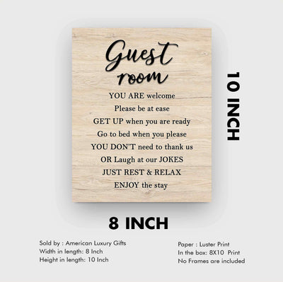 Guest Room-Enjoy The Stay- Welcome Sign Wall Art -8 x 10" Country Rustic Print with Replica Wood Design-Ready to Frame. Home-Guest Room-B&B-Cabin-Lake House-Beach Decor. Printed on Paper-Not Wood.