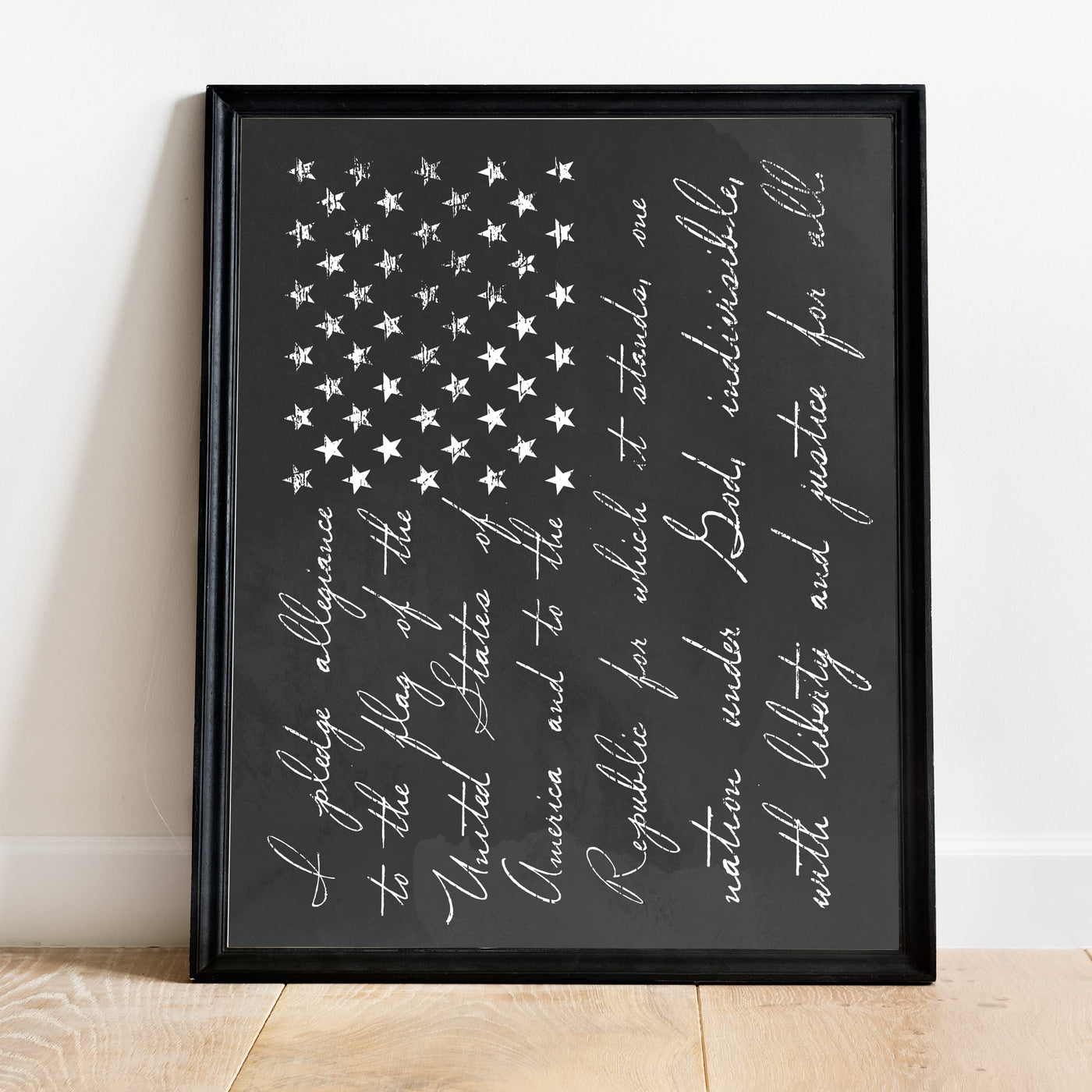 I Pledge Allegiance to the Flag Patriotic Wall Art Decor -11 x 14" Rustic American Flag Print -Ready to Frame. Inspirational Home-Office-School-Man Cave-Military Decor. Display Your Patriotism!