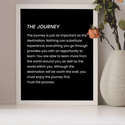 The Journey Inspirational Quotes Wall Art Sign -8 x 10" Motivational Poster Print-Ready to Frame. Modern Typographic Design. Positive Home-Office-School Decor. Life Is All About the Journey!