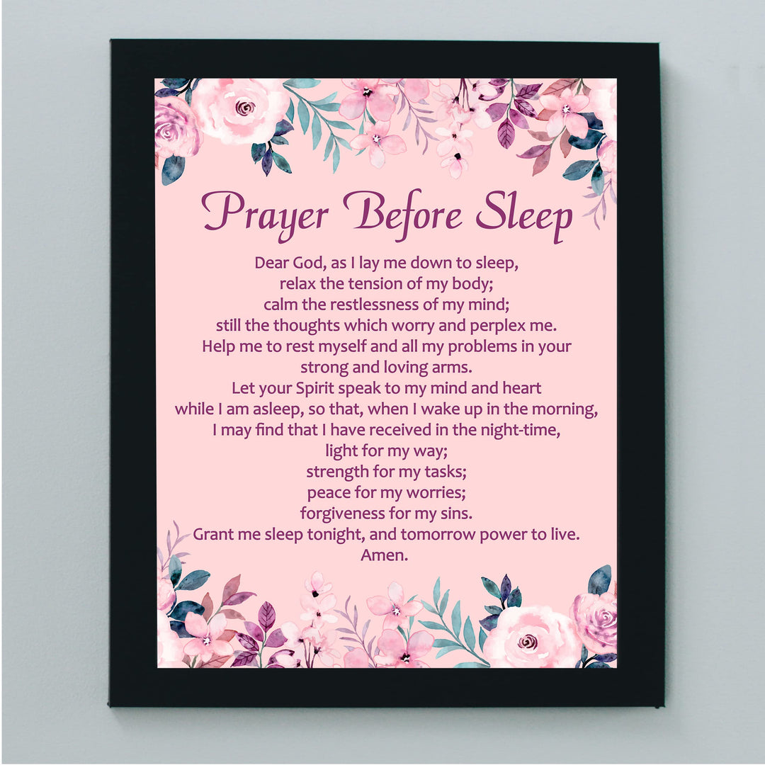 Prayer Before Sleep-Christian Wall Art -8 x 10" Inspirational Floral Scripture Print -Ready to Frame. Perfect Home-Office-Church-Sunday School Decor! Great Religious Gift of Faith &amp; Inspiration!