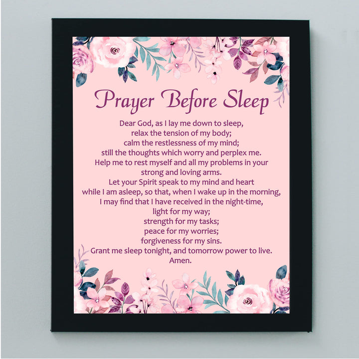 Prayer Before Sleep-Christian Wall Art -8 x 10" Inspirational Floral Scripture Print -Ready to Frame. Perfect Home-Office-Church-Sunday School Decor! Great Religious Gift of Faith &amp; Inspiration!