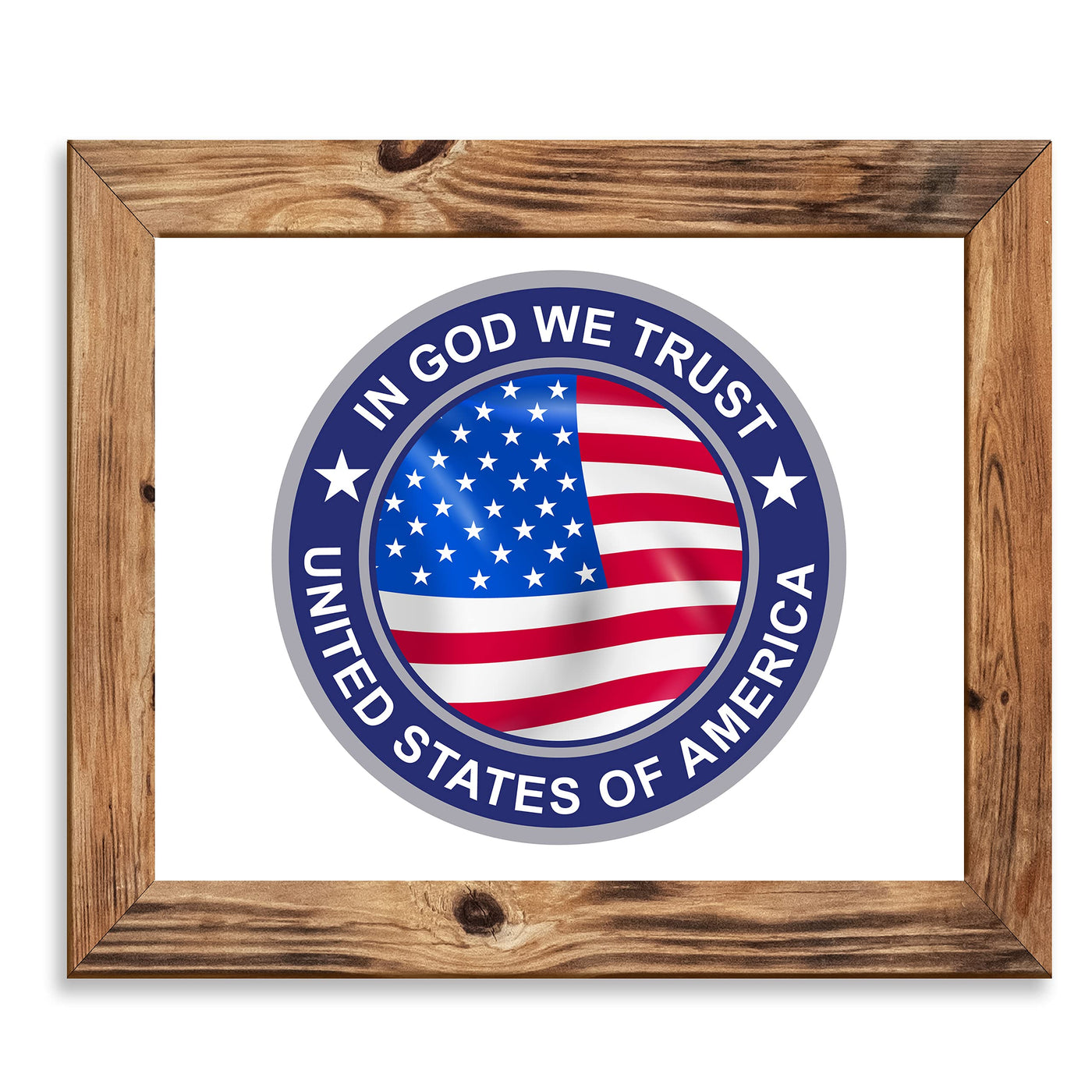 In God We Trust- Patriotic American Flag Wall Art -8 x 10" United States of America Seal Print -Ready To Frame. Christian Decor for Home-Office-Garage-Bar-Cave. Show Your Love of God and USA!