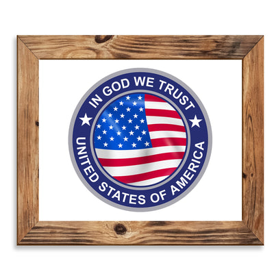 In God We Trust- Patriotic American Flag Wall Art -8 x 10" United States of America Seal Print -Ready To Frame. Christian Decor for Home-Office-Garage-Bar-Cave. Show Your Love of God and USA!