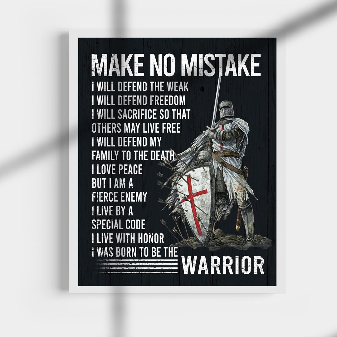 I Will Defend -Born To Be The Warrior Inspirational Quotes Wall Art -11 x 14" Fierce Motivational Warrior Wall Print -Ready to Frame. Home-Office-Church Decor. Perfect Gift of Faith &amp; Inspiration!