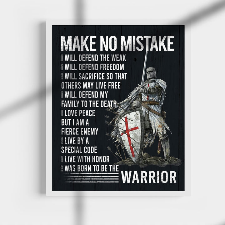 I Will Defend -Born To Be The Warrior Inspirational Quotes Wall Art -11 x 14" Fierce Motivational Warrior Wall Print -Ready to Frame. Home-Office-Church Decor. Perfect Gift of Faith &amp; Inspiration!