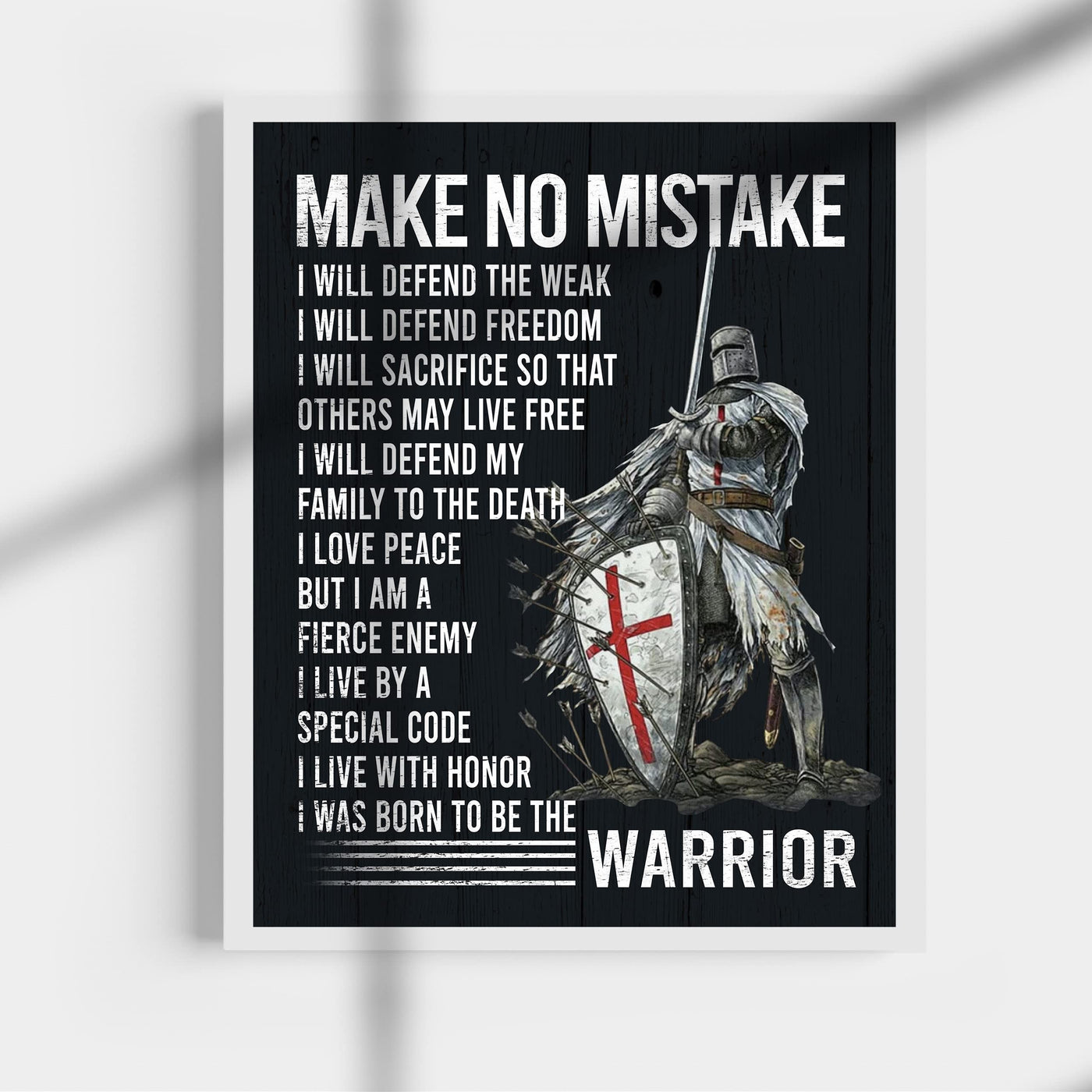 I Will Defend -Born To Be The Warrior Inspirational Quotes Wall Art -11 x 14" Fierce Motivational Warrior Wall Print -Ready to Frame. Home-Office-Church Decor. Perfect Gift of Faith & Inspiration!