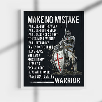 I Will Defend -Born To Be The Warrior Inspirational Quotes Wall Art -11 x 14" Fierce Motivational Warrior Wall Print -Ready to Frame. Home-Office-Church Decor. Perfect Gift of Faith & Inspiration!