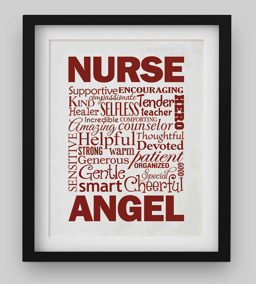 The Perfect Nurse- Word Art-Inspirational Wall Art- 8 x 10" Modern Typographic Print-Ready to Frame. Motivational Home-Office-School Decor. Great Gift of Appreciation for Nurses &amp; Nursing Students!