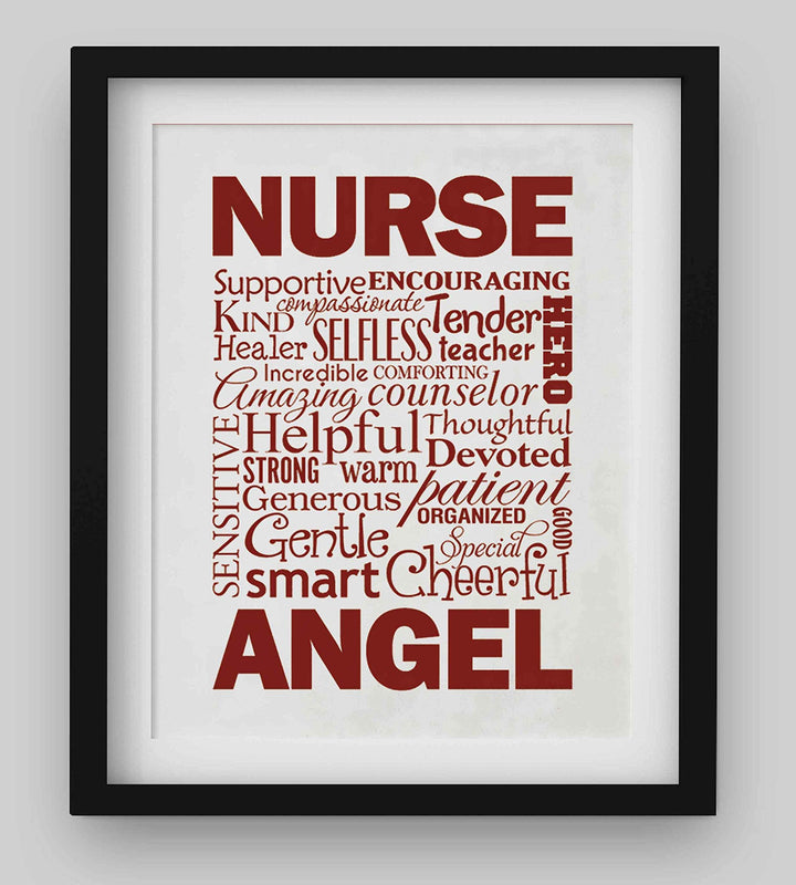 The Perfect Nurse- Word Art-Inspirational Wall Art- 8 x 10" Modern Typographic Print-Ready to Frame. Motivational Home-Office-School Decor. Great Gift of Appreciation for Nurses &amp; Nursing Students!