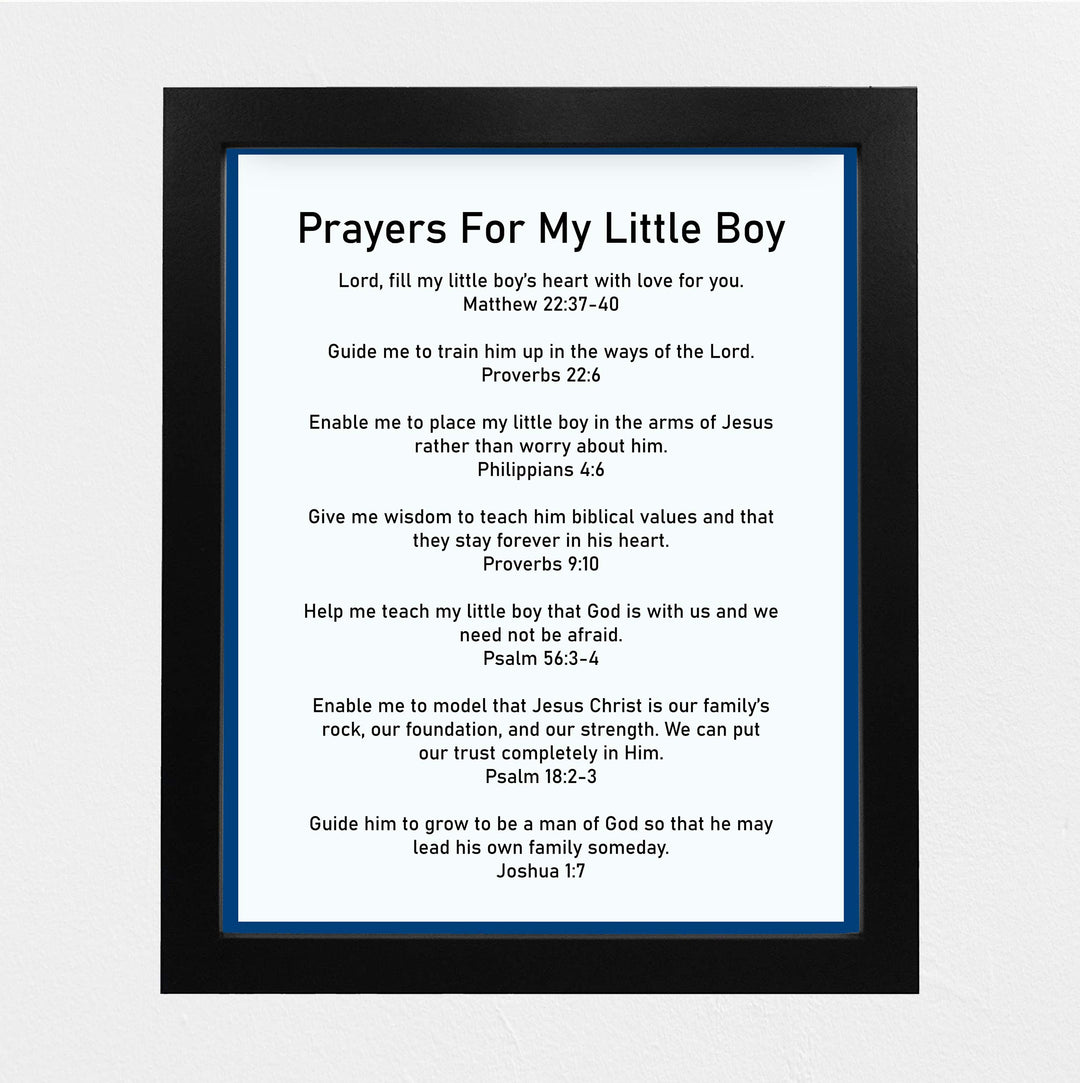 Prayers for My Little Boy Bible Verse Wall Art -8 x 10" Christian Scripture Print-Ready to Frame. Inspirational Decoration for Home-Family-Boys Bedroom-Nursery Decor. Perfect Baby Shower Gift!