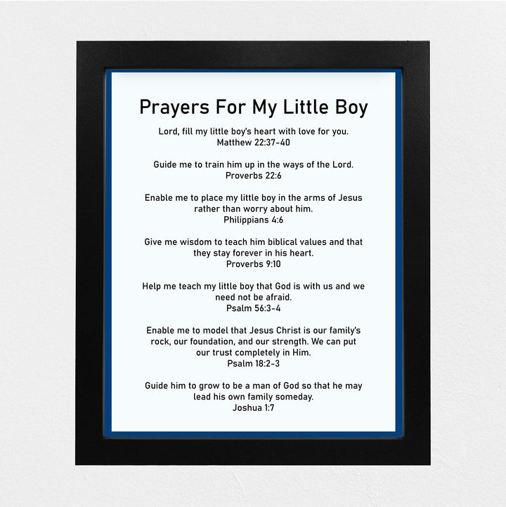 Prayers for My Little Boy Bible Verse Wall Art -8 x 10" Christian Scripture Print-Ready to Frame. Inspirational Decoration for Home-Family-Boys Bedroom-Nursery Decor. Perfect Baby Shower Gift!