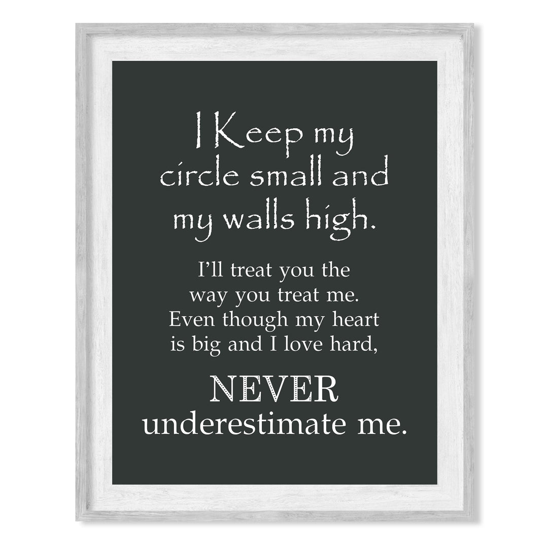 Keep Circle Small &amp; Walls High Inspirational Quotes Wall Art -8 x 10" Love &amp; Friendship Typographic Print -Ready to Frame. Motivational Decor for Home-Office-Studio-Dorm. Reminder of True Friends!