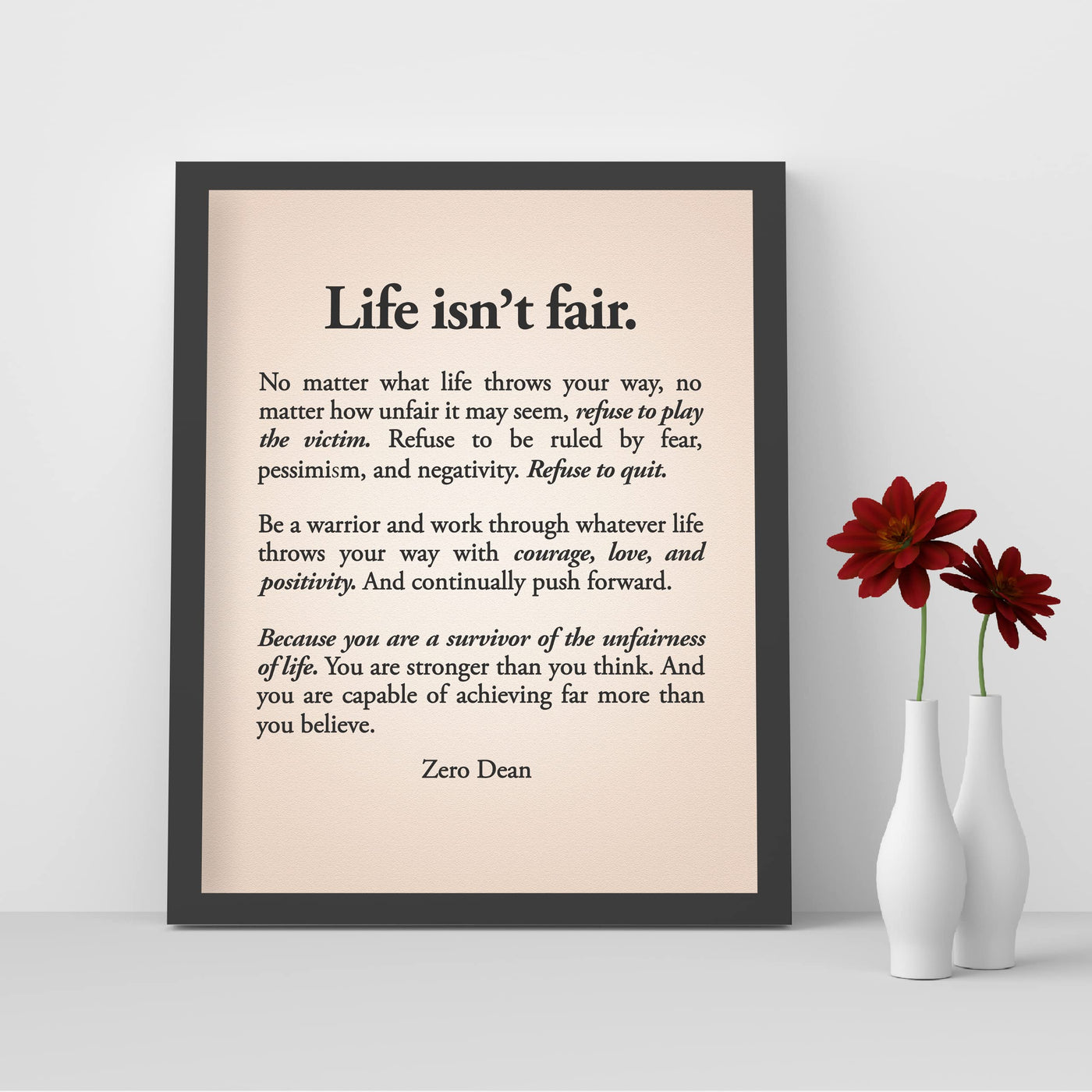 Life Isn't Fair Inspirational Quotes Wall Sign -8 x 10" Motivational Typography Art Print -Ready to Frame. Positive Decoration for Home-Office-Classroom Decor. Gift for Inspiration & Graduates!