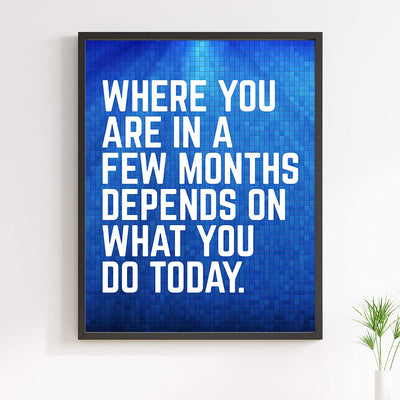 “Where You Are In A Few Months Depends On Today” Motivational Quotes Wall Art-11 x 14"