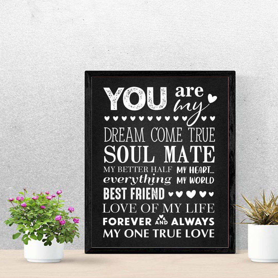 You Are My Dream Come True Love Quotes Wall Art Decor -11 x 14" Inspirational Love &amp; Marriage Poster Print-Ready to Frame. Romantic Gift for Spouse-Newlyweds. Perfect Wedding-Anniversary Present!