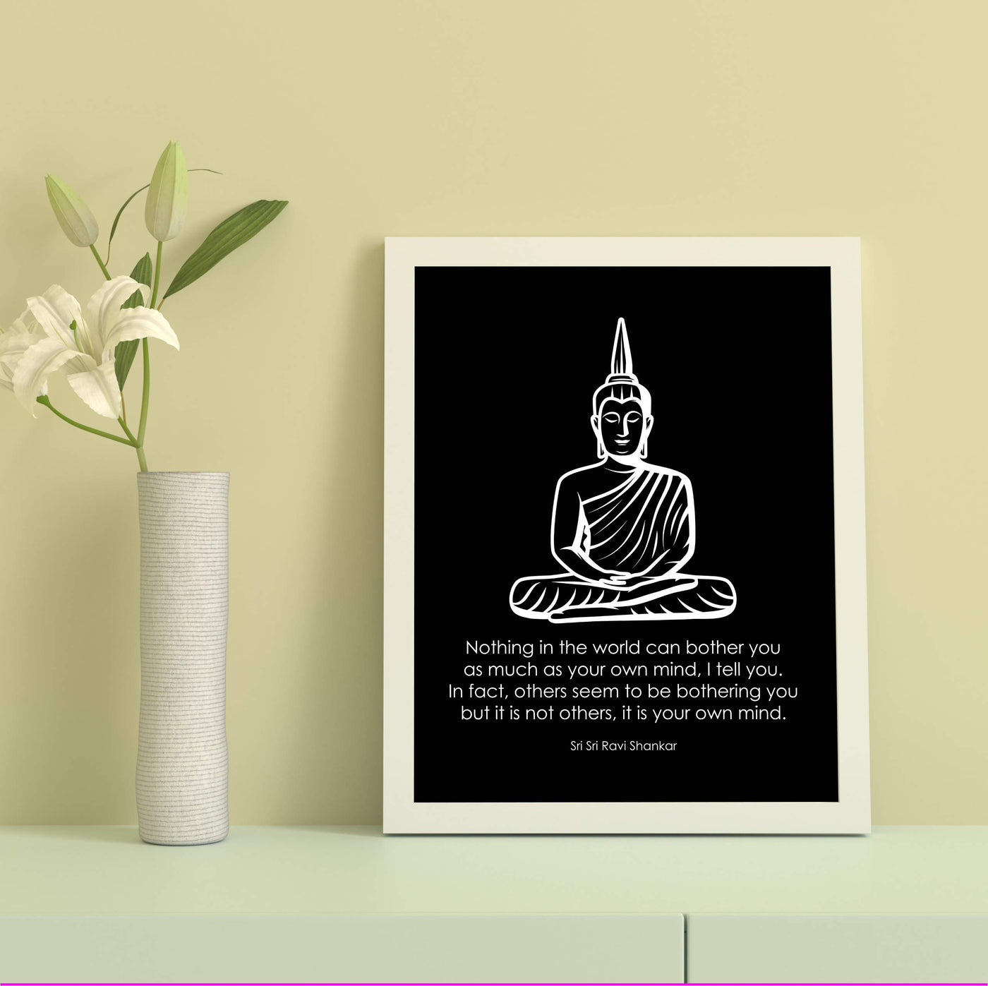 Nothing Can Bother You As Much As Your Own Mind- Inspirational Quotes Wall Art- 8 x 10" Spiritual Poster Print with Buddha Image-Ready to Frame. Home-Office-Studio-Spa Decor. Perfect Zen Gift!