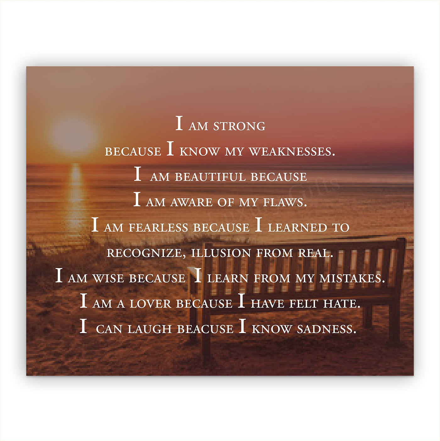 I Am Strong Because I Know My Weaknesses- Inspirational Quotes Wall Art- 10 x 8" Typographic Wall Sign-Ready to Frame. Modern Print for Home-Office-Classroom Decor. Great Motivational Gift for All!