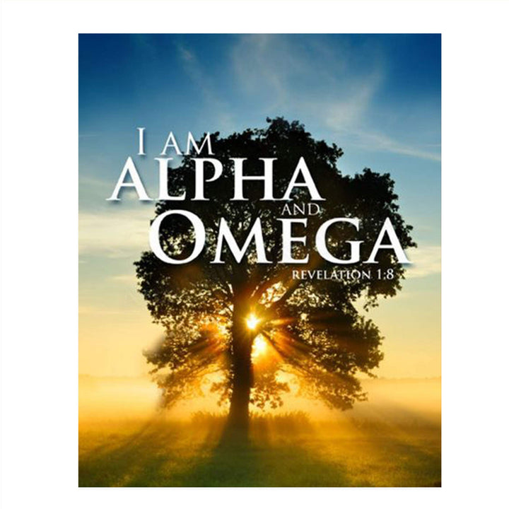 I AM ALPHA and OMEGA- Revelation 1:8- Bible Verse Wall Art- 8 x 10"-Sunrise Tree-Scripture Wall Print- Ready to Frame. Home D?cor-Office D?cor-Christian Gifts. The Beginning &amp; The End!