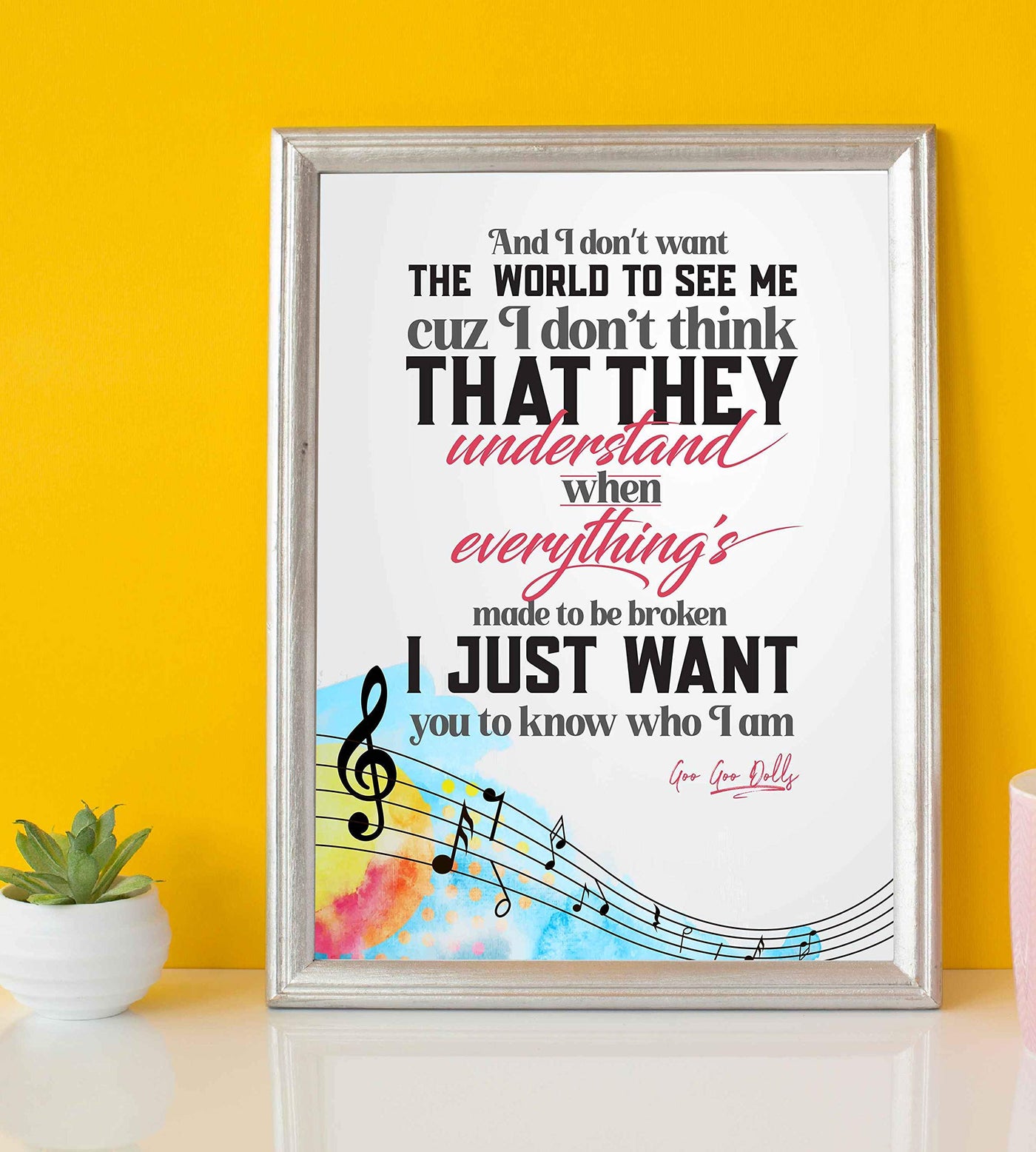 Goo Goo Dolls-"I Don't Want the World to See Me"-Iris Song Lyric Poster Print-8 x 10" Music Lyrics Wall Art-Ready to Frame. Perfect Home-Office-Studio-Bar-Cave Decor. Great Gift for Pop Rock Fans!