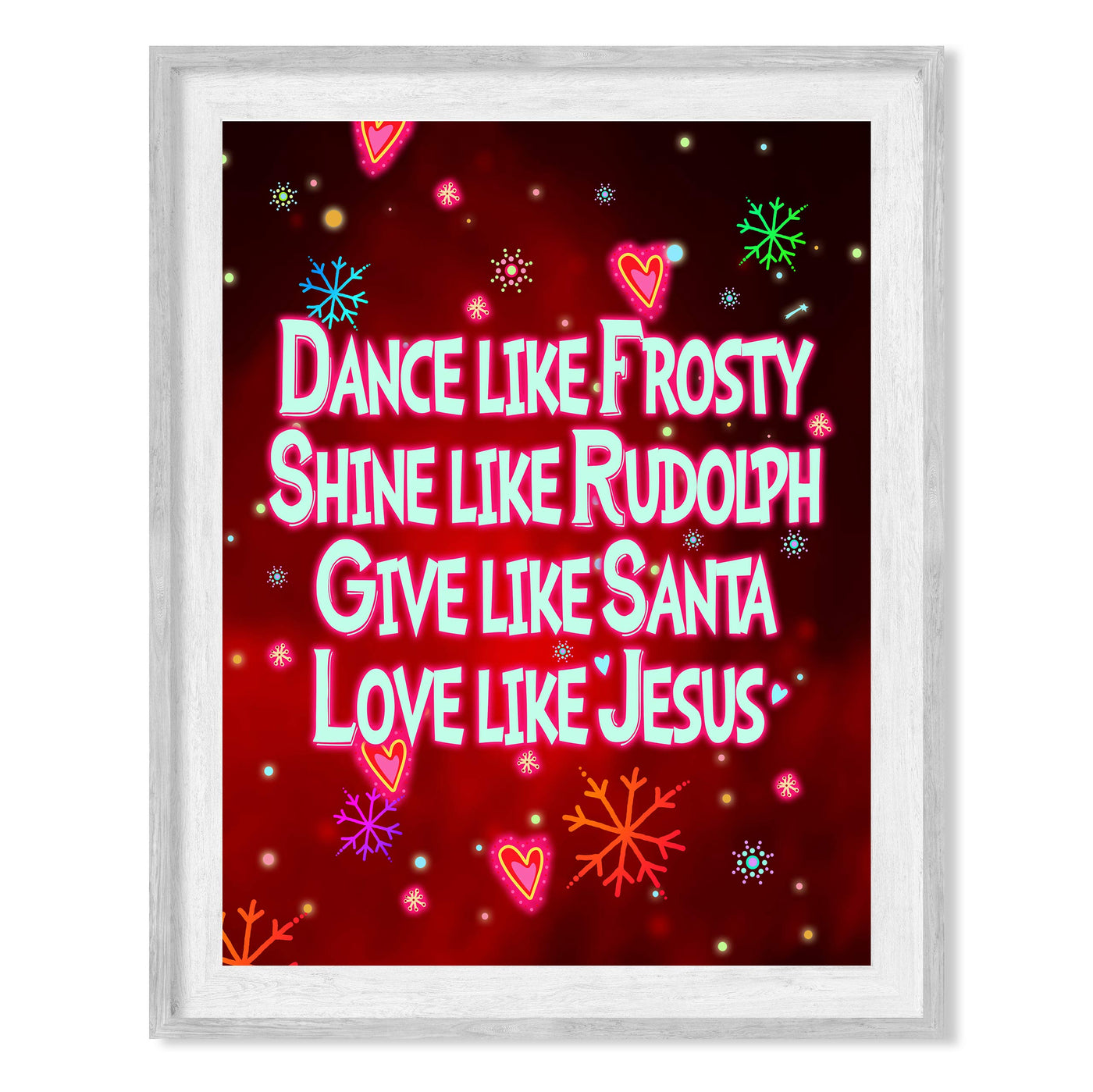 Give Like Santa-Love Like Jesus Fun Christmas Wall Art-8 x 10" Christian Holiday Print w/Snowflake Images -Ready to Frame. Festive Decoration for Home-Welcome-Kitchen-Farmhouse-Winter Decor!