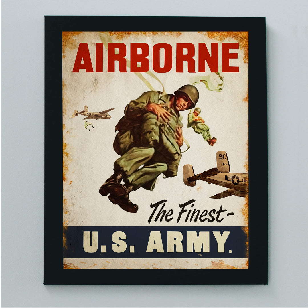 US Army Airborne -The Finest United States Army Badge Wall Sign -8 x 10" US Military Print -Ready to Frame. Home-Office-School-Cave Decor. Great Gift for Veterans! Display Your Pride -Go Army!