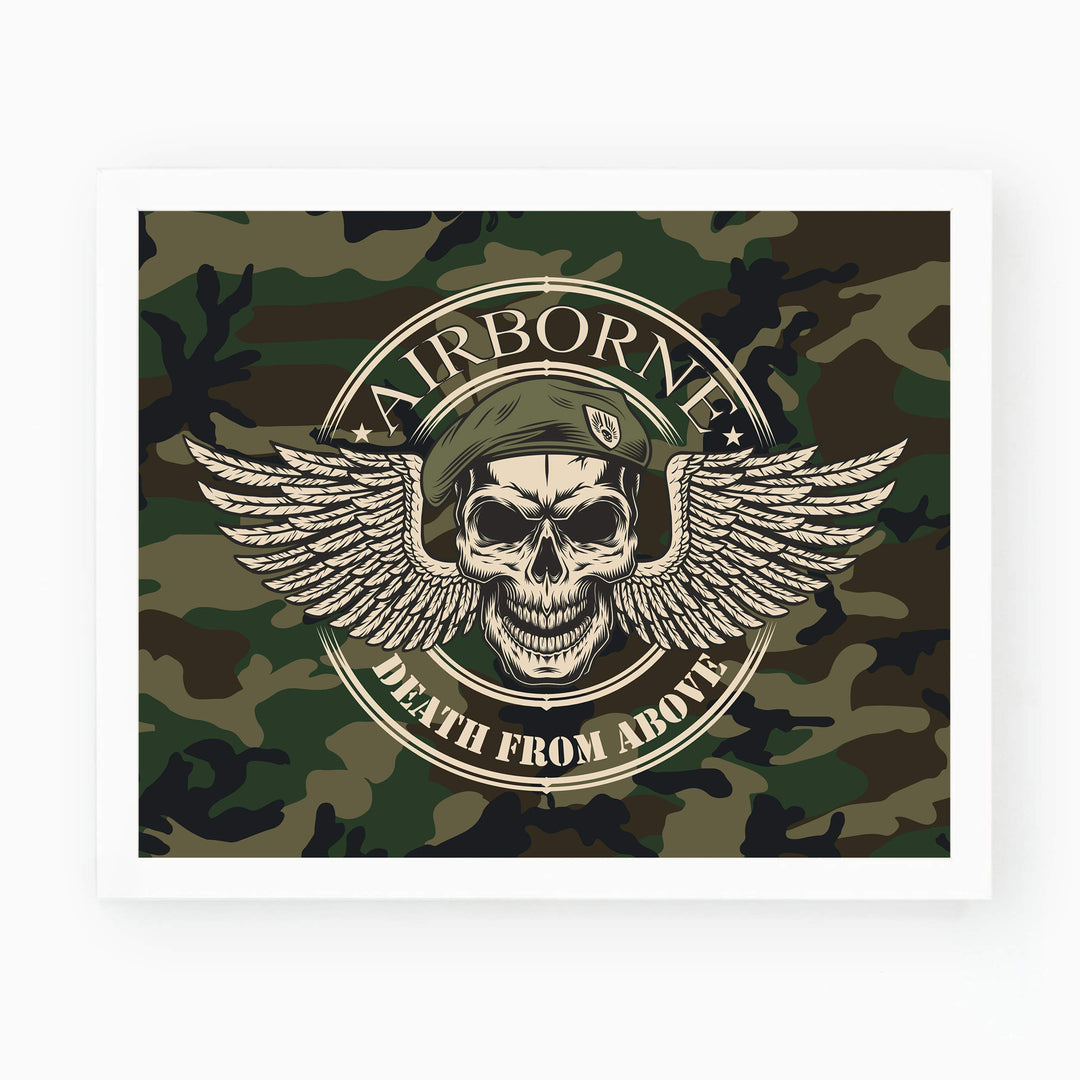 United States Army Airborne Logo"Death From Above"-10x8"-USA Military Wall Art Print-Ready to Frame. Patriotic Home-Office-School Decor. Great Gift for Soldiers-Veterans. Display Your Pride-Go Army!