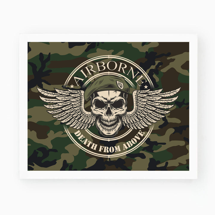 United States Army Airborne Logo"Death From Above"-10x8"-USA Military Wall Art Print-Ready to Frame. Patriotic Home-Office-School Decor. Great Gift for Soldiers-Veterans. Display Your Pride-Go Army!