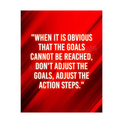 ?Don't Adjust the Goals-Adjust the Action Steps?-Motivational Quotes Wall Art-8 x 10" Typographic Poster Print-Ready to Frame. Home-Office-Classroom-Dorm-Gym Decor. Great Inspirational Gift!