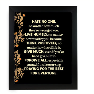 Live Humbly-Think Positively-Inspirational Quotes Wall Art -11 x 14" Rustic Floral Print w/Wood Design-Ready to Frame. Home-Office-School-Positive Decor. Great Life Lessons! Printed on Photo Paper.