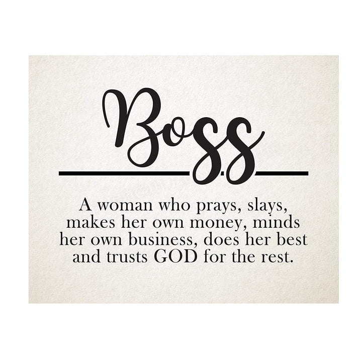 "Boss-Woman Who Prays, Slays, Trusts God"-Inspirational Wall Sign-10 x 8"