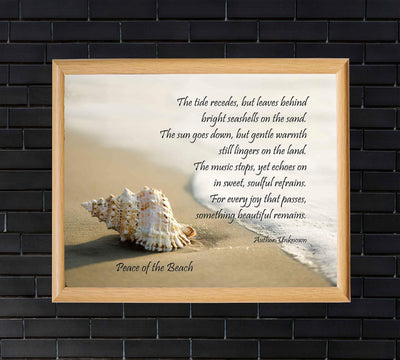 Peace of the Beach-Inspirational Quotes Wall Art-10 x 8"-Beach Poster Print w/Seashell & Ocean Photo-Ready to Frame. Spiritual Wall Sign Ideal for Home-Office-Studio-Beach House Decor. Great Gift!