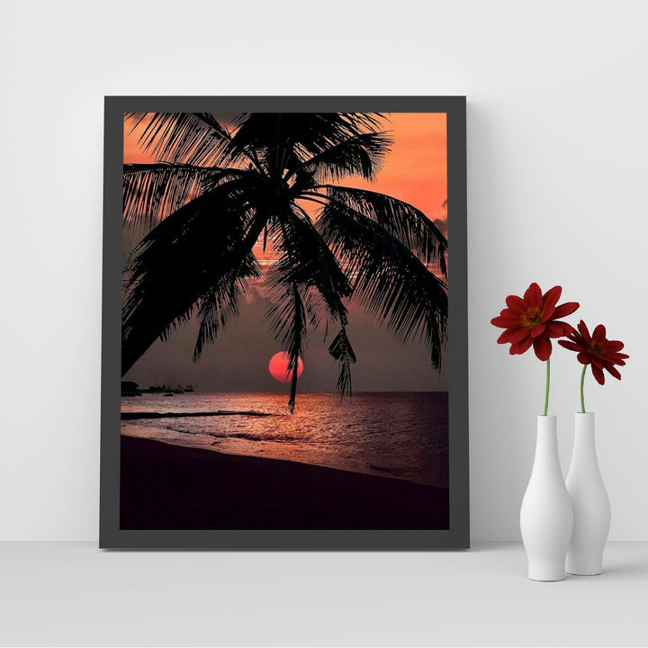Orange Sunset Palm Trees- 8 x 10&