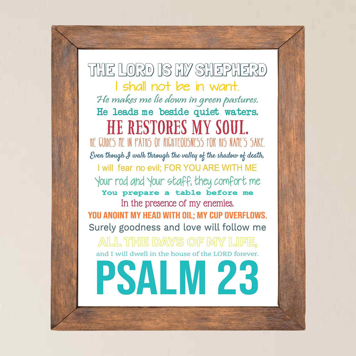 Psalm 23-The Lord Is My Shepherd Bible Verse Wall Art -11 x 14" Inspirational Scripture Wall Print- Ready to Frame. Religious Home-Office-Sunday School-Church Decor. Great Christian Gift of Faith!