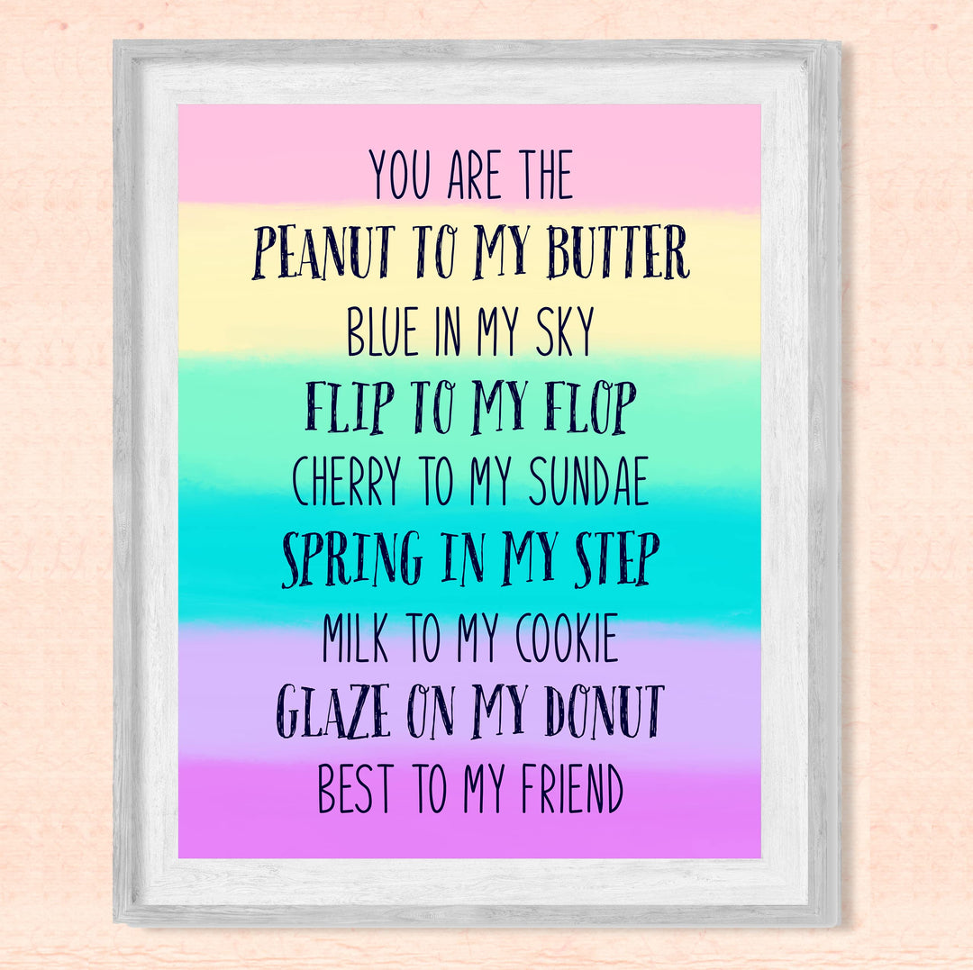 You Are The Peanut To My Butter Inspirational Friendship Sign -8 x 10" Typographic Wall Art. Love relationship Print-Ready to Frame. Home-Dorm Decor. Great Gift for Couples, Friends &amp; BFF&