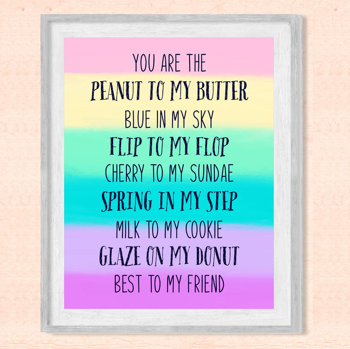 You Are The Peanut To My Butter Inspirational Friendship Sign -8 x 10" Typographic Wall Art. Love relationship Print-Ready to Frame. Home-Dorm Decor. Great Gift for Couples, Friends &amp; BFF&