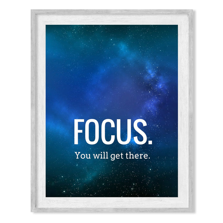 Focus -You Will Get There -Motivational Quotes Wall Art -8 x 10" Starry Night Picture Print -Ready to Frame. Inspirational Decor for Home-Office-Classroom. Great Gift for Motivation &amp; Inspiration!