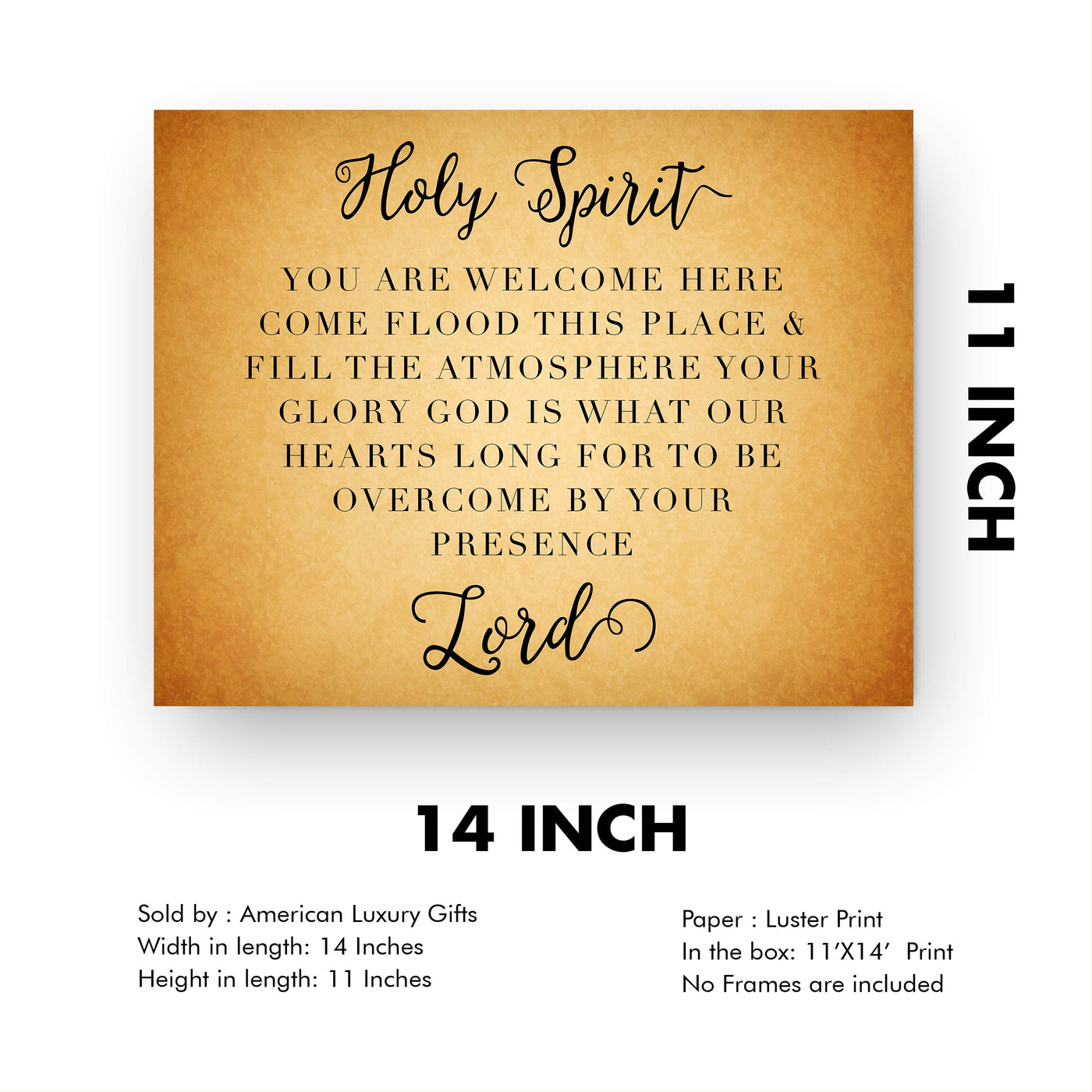 Holy Spirit-You Are Welcome Here Song Lyrics Wall Art-14 x 11" Christian Worship Music Print-Ready to Frame. Inspirational Home-Office-Studio-Dorm Decor. Perfect Farmhouse-Welcome Sign! Great Gift!