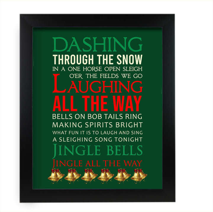 Dashing Through the Snow Christmas Song Wall Art Decor -11 x 14" Holiday Music Wall Print -Ready to Frame. Typographic Home-Welcome-Kitchen-Farmhouse-Winter Decor. Festive Decoration &amp; Great Gift!