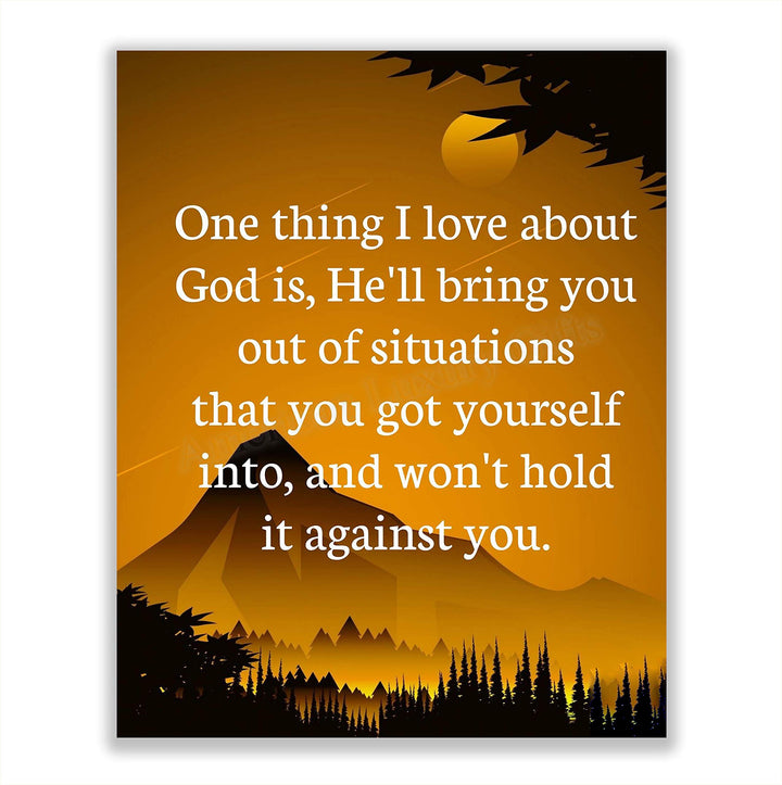 God Will Bring You Through &amp; Not Hold It Against You-Spiritual Wall Art- 8 x 10"- Inspirational Wall Print-Ready to Frame. Home Office-Church-School Decor. Inspiring &amp; Encouraging Message for ALL!