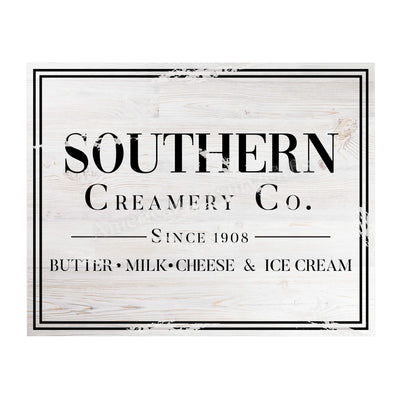 Southern Creamery Co.-Vintage Wall Art Sign -14 x 11" Replica Distressed Poster Print-Ready to Frame. Home-Kitchen-Pantry-Farmhouse Decor. Perfect Country Rustic Decoration! Printed on Paper.