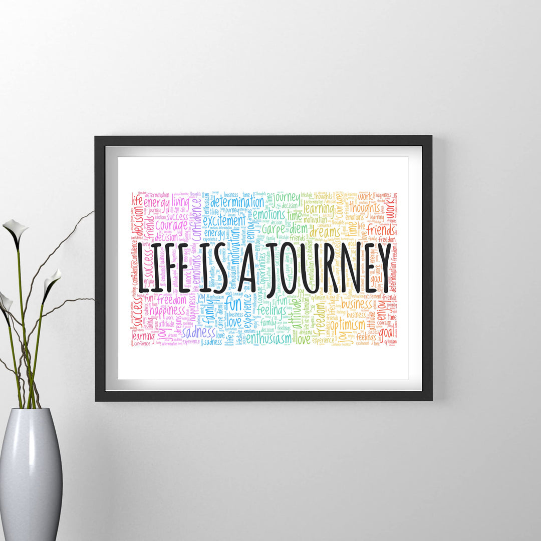 "Life Is A Journey" Inspirational Quotes Wall Decor -14 x 11" Motivational Word Art Print -Ready to Frame. Home-Office-Classroom-Work Decor. Encouraging Words for Motivation &amp; Inspiration!