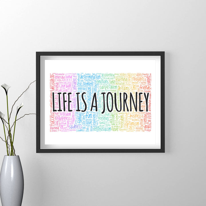 "Life Is A Journey" Inspirational Quotes Wall Decor -14 x 11" Motivational Word Art Print -Ready to Frame. Home-Office-Classroom-Work Decor. Encouraging Words for Motivation &amp; Inspiration!