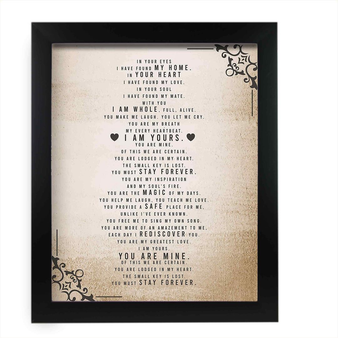 In Your Eyes, I Have Found My Home-Poetic Wall Art Decor-11 x 14" Love &amp; Marriage Poem Print-Ready to Frame. Romantic Gift for Spouse-Partner-Newlyweds. Perfect for Wedding-Anniversary Presents!