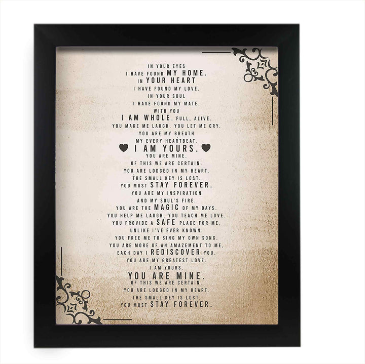 In Your Eyes, I Have Found My Home-Poetic Wall Art Decor-11 x 14" Love &amp; Marriage Poem Print-Ready to Frame. Romantic Gift for Spouse-Partner-Newlyweds. Perfect for Wedding-Anniversary Presents!