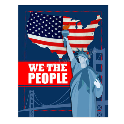We the People-Patriotic Wall Art Sign-11 x 14" Statue of Liberty Poster Print w/American Flag Design-Ready to Frame. Home-Office-Library-School-Dorm-Cave Decor. Display Your American Pride!