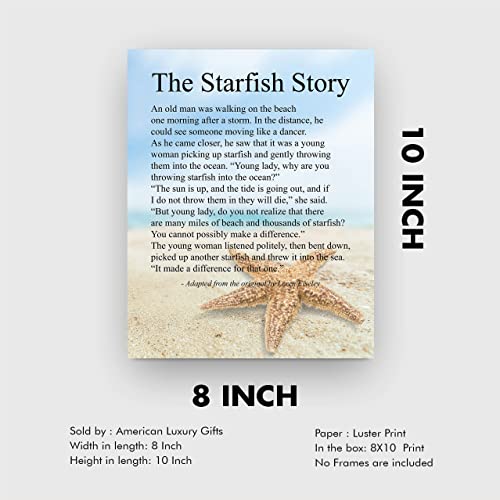 "The Starfish Story" Inspirational Beach Wall Art Sign -8 x 10"