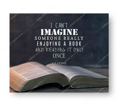 C.S. Lewis Quotes Wall Art-"Can't Imagine Enjoying Book-Reading It Only Once"- 10 x 8" Inspirational Typographic Print-Ready to Frame. Home-Office-School-Library Decor. Great Gift for Book Lovers!